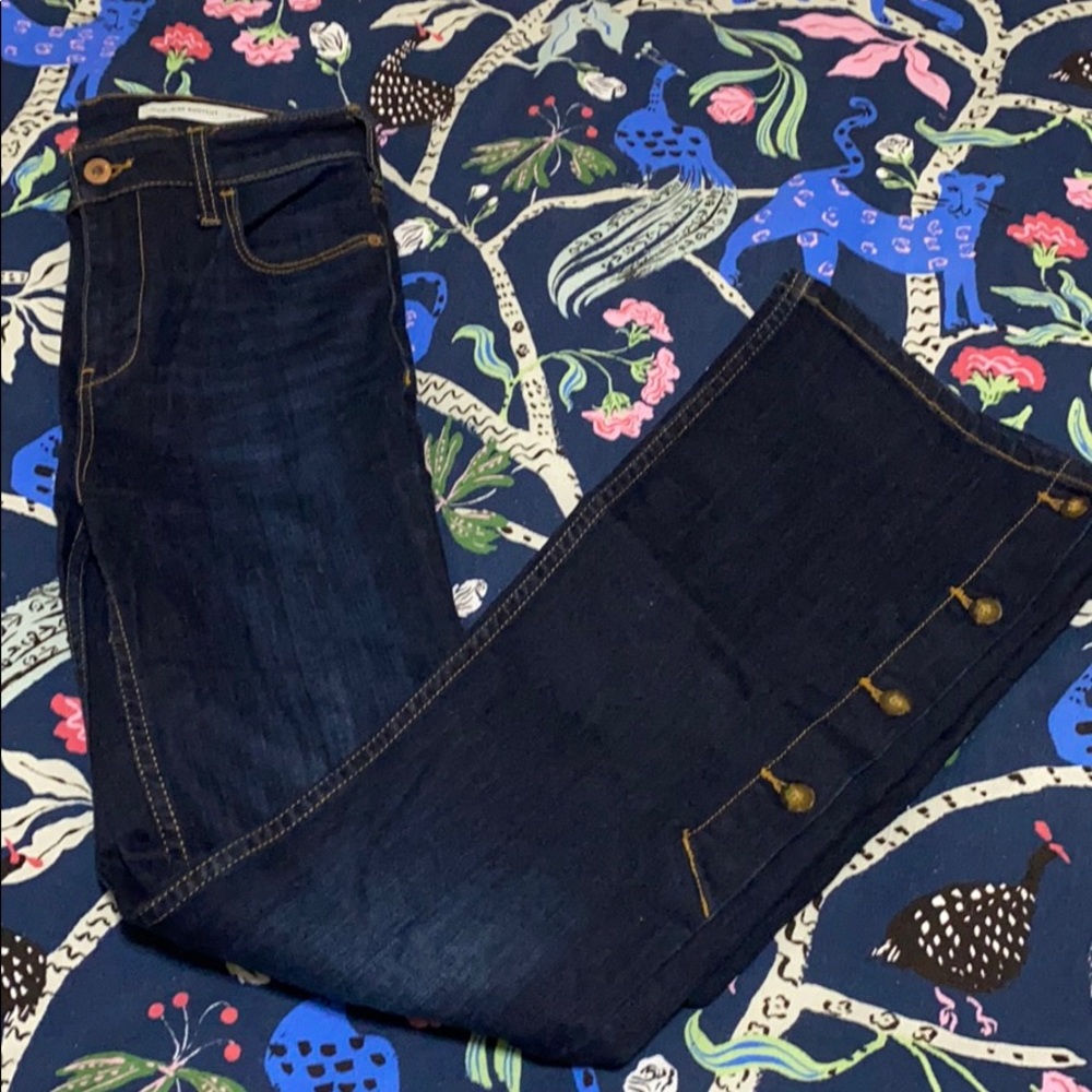 Pilcro dark denim bootcut with button flares sz 26